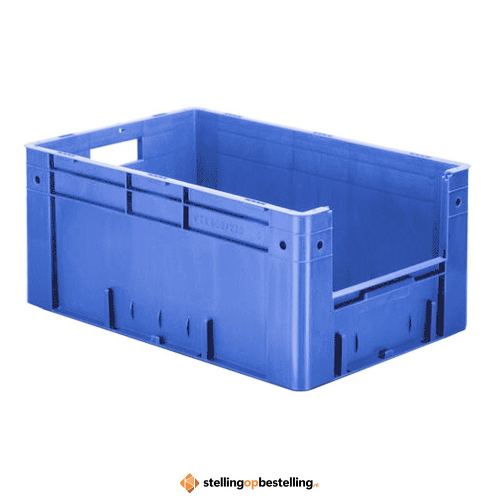 Zware transportkrat Euronorm plastic bak, krat VTK4 600x400x270 blauw