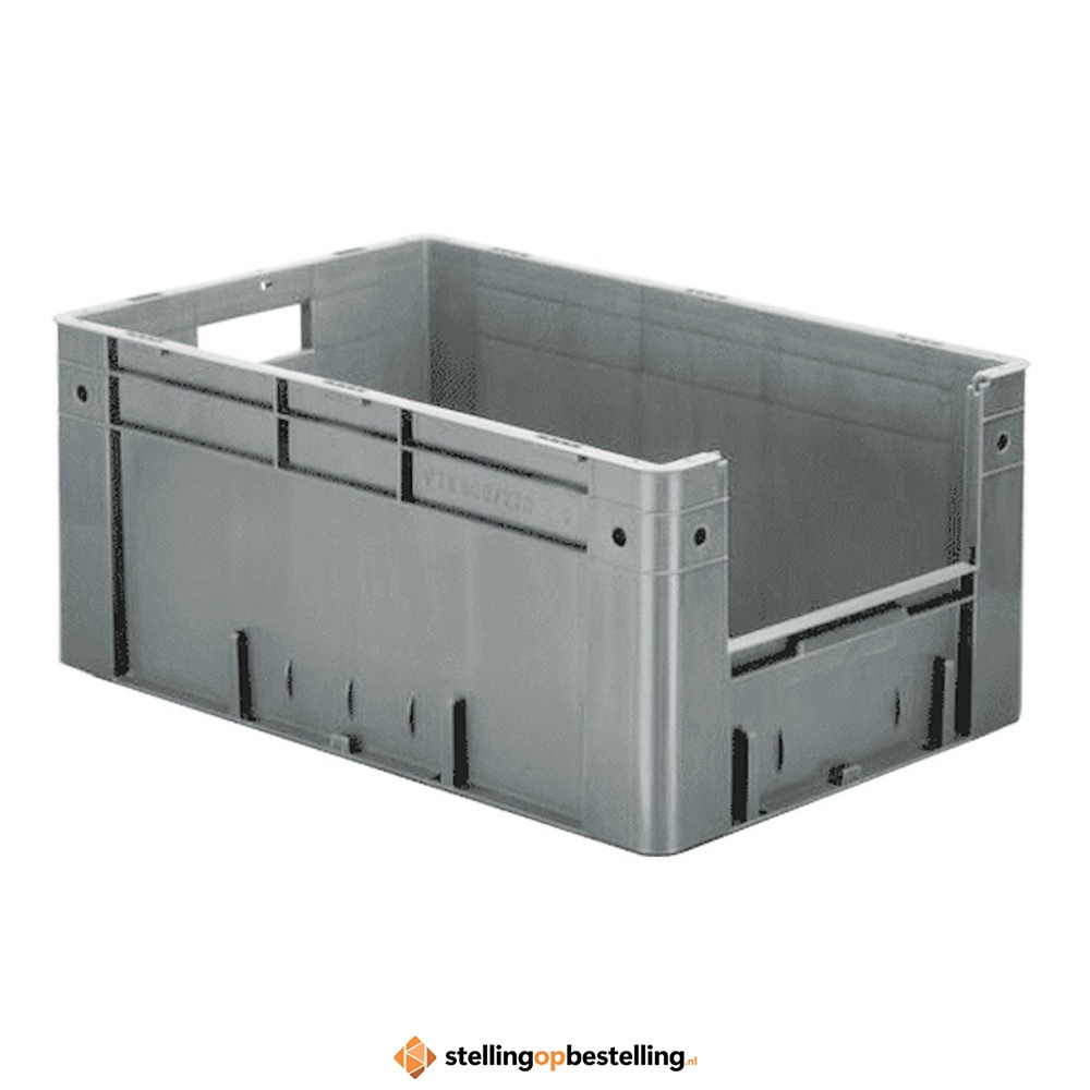 Zware transportkrat Euronorm plastic bak, krat VTK4 600x400x270 grijs