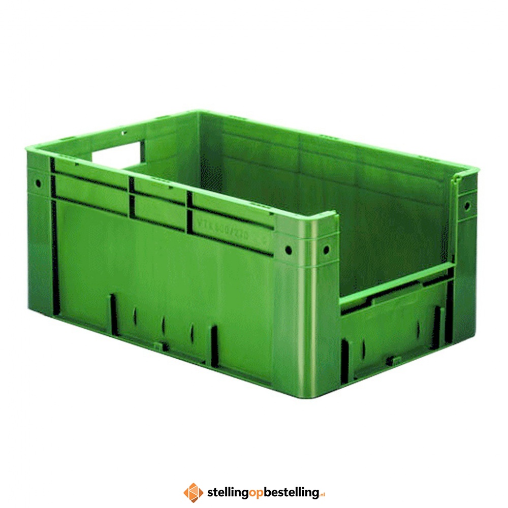 Zware transportkrat Euronorm plastic bak, krat VTK4 600x400x270 groen