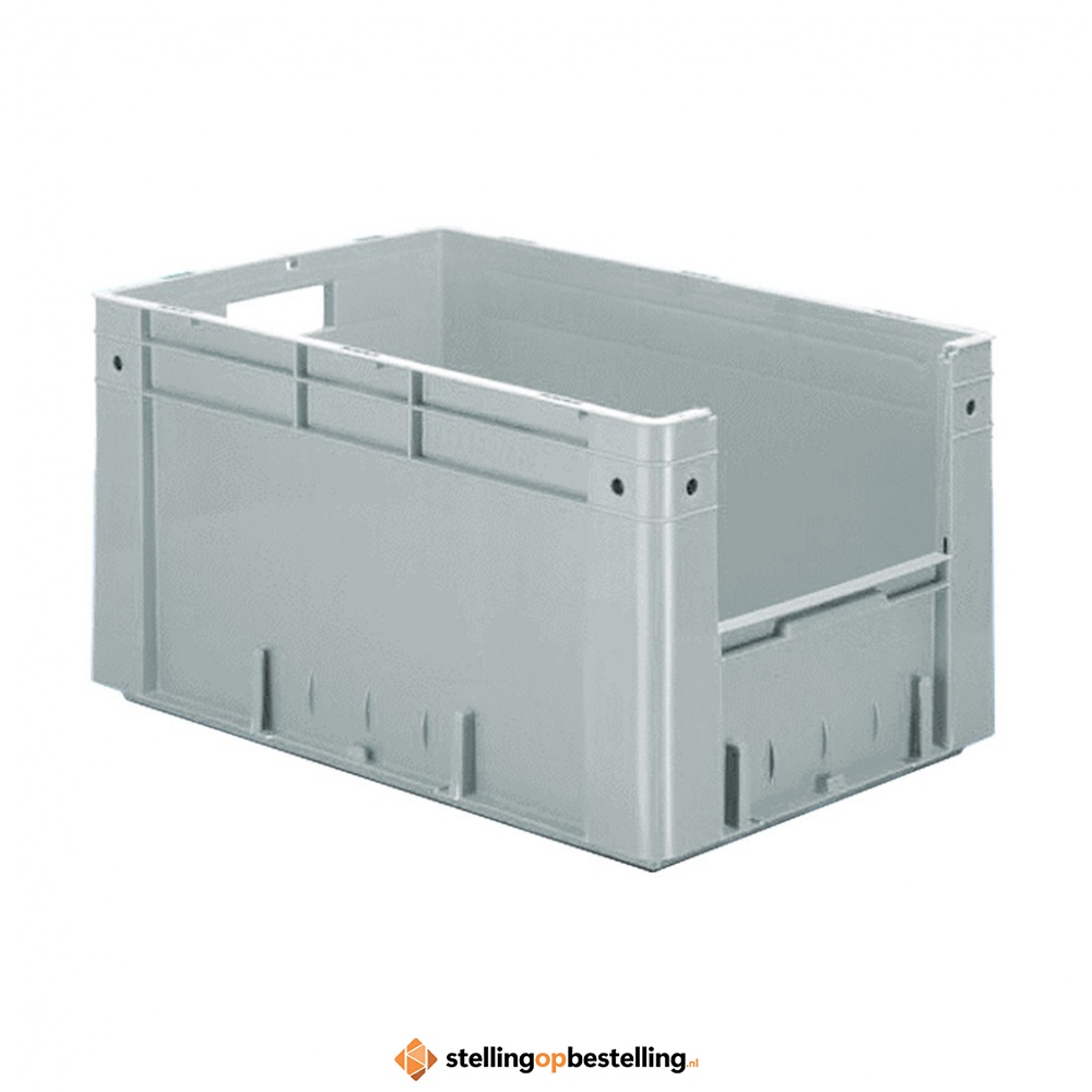 Zware transportkrat Euronorm plastic bak, krat VTK4 600x400x320 grijs