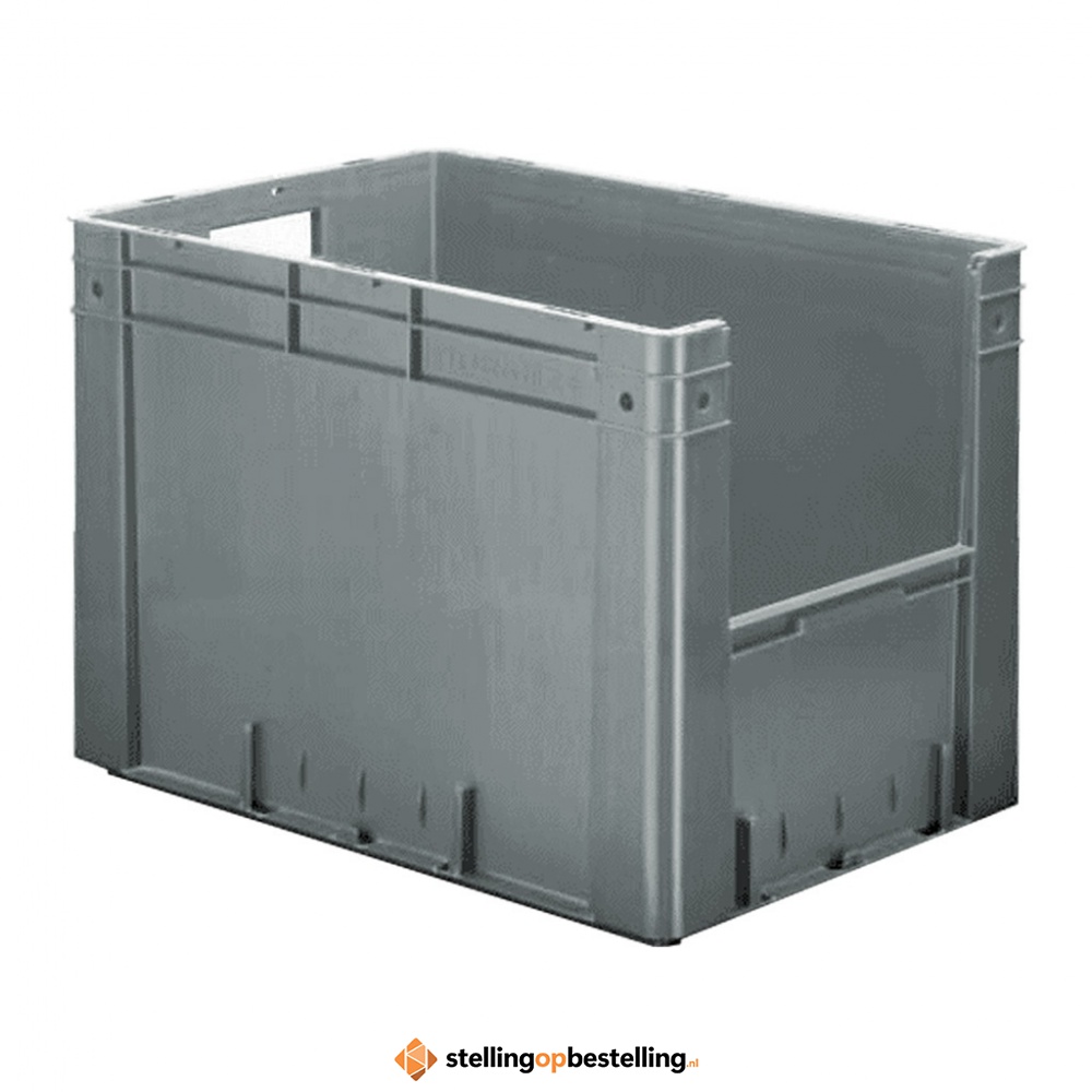 Zware transportkrat Euronorm plastic bak, krat VTK4 600x400x420 grijs
