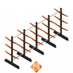 Aanbiedingsrij lichte draagarmstelling dubbelzijdig 2000x4100x500 3 niveaus