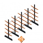 Aanbiedingsrij lichte draagarmstelling dubbelzijdig 2500x4100x500 4 niveaus