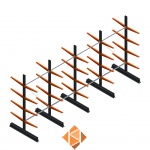 Aanbiedingsrij lichte draagarmstelling dubbelzijdig 2500x5100x600 4 niveaus