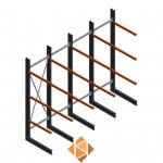 Aanbiedingsrij zware draagarmstelling enkelzijdig 4000x4890 armlengte 1200 3 niveaus d650 Aanbiedingsrij zware draagarmstelling enkelzijdig 4000x4890 armlengte 1200 3 niveaus d650