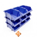 Begra stapelbare en nestbare kunststof magazijnbak type S3, 244x153x123 blauw