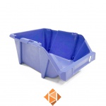 Begra stapelbare en nestbare kunststof magazijnbak type S4, 300x200x130 blauw