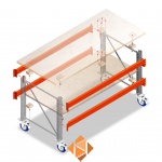 Mobiele werkbank, werktafel op wielen dubbellaags met voorgemonteerde frames