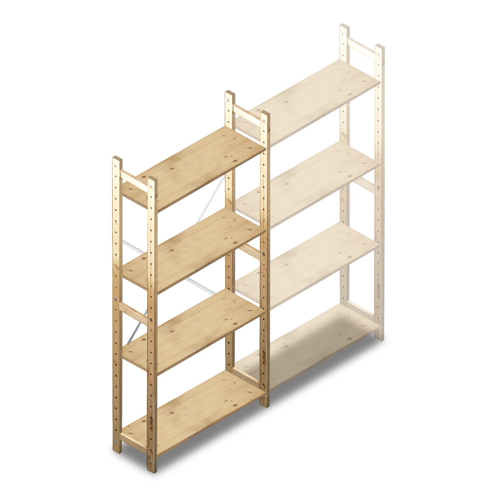 Houten Legbordstelling 1780x870x280 4 niveaus beginsectie