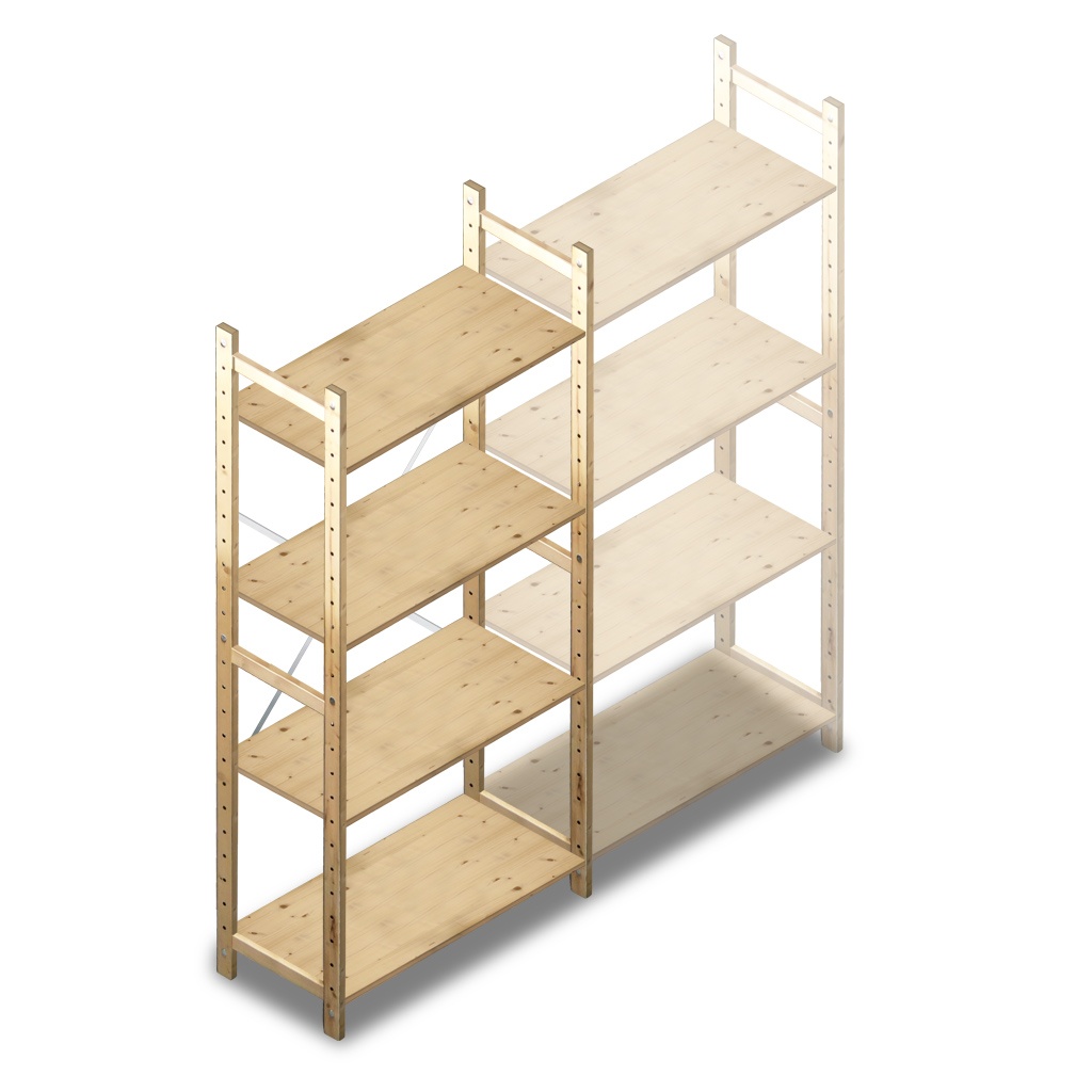 Houten Legbordstelling 1780x870x370 4 niveaus beginsectie