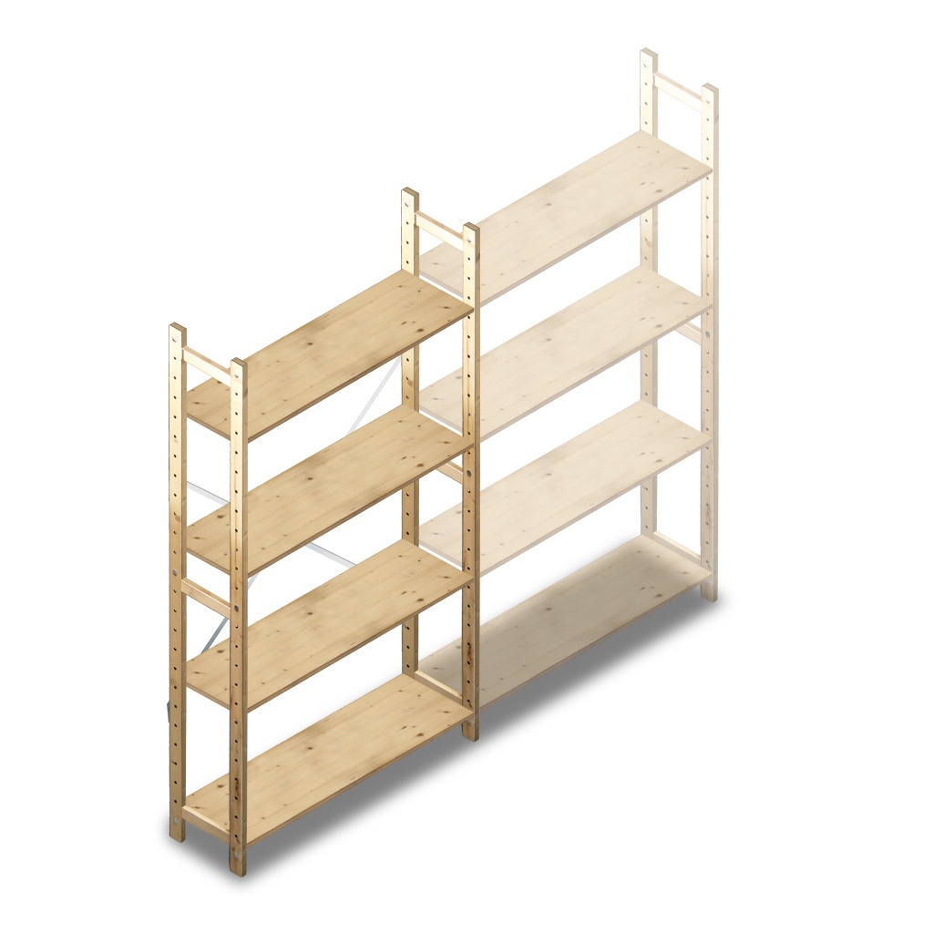Houten Legbordstelling 1780x970x280 4 niveaus beginsectie