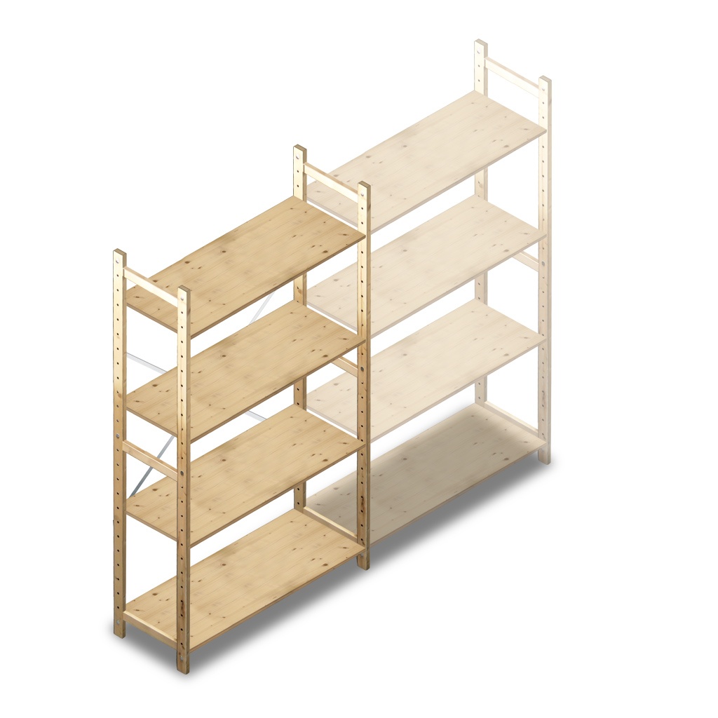 Houten Legbordstelling 1780x970x370 4 niveaus beginsectie