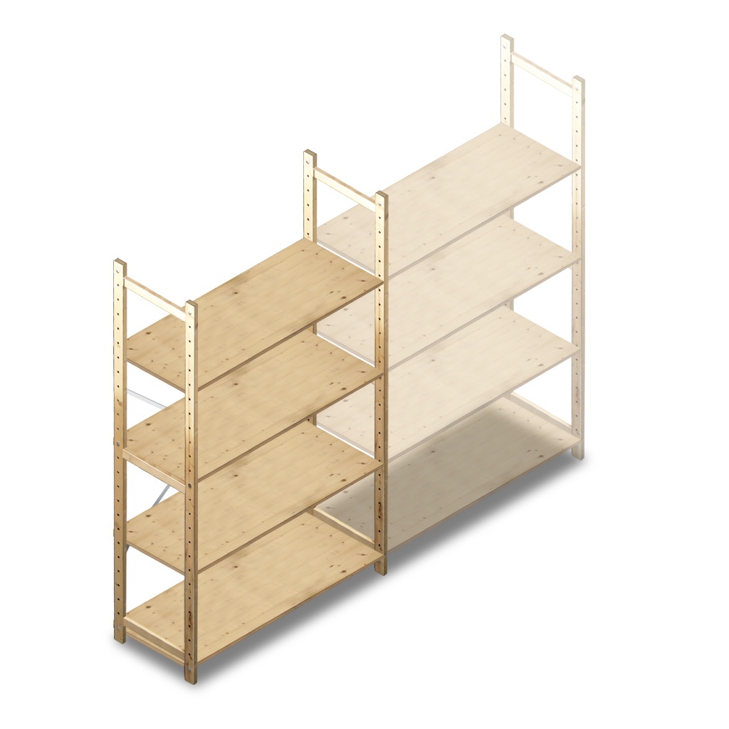 Houten Legbordstelling 1780x1170x500 4 niveaus beginsectie
