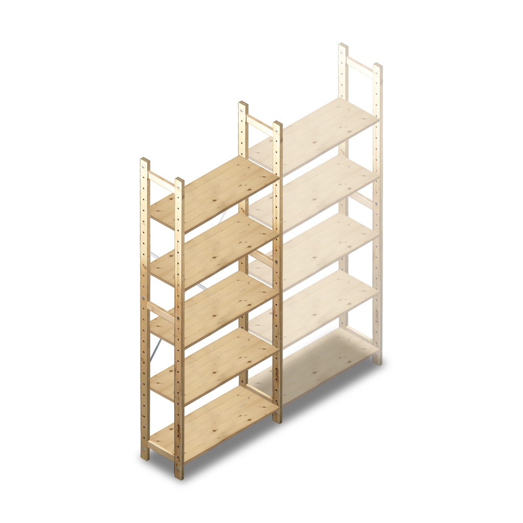 Houten Legbordstelling 2080x870x280 5 niveaus beginsectie
