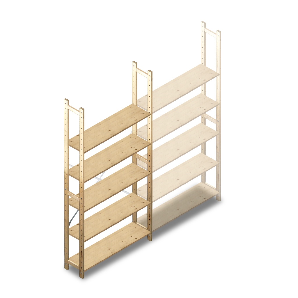 Houten Legbordstelling 2380x1170x280 5 niveaus beginsectie