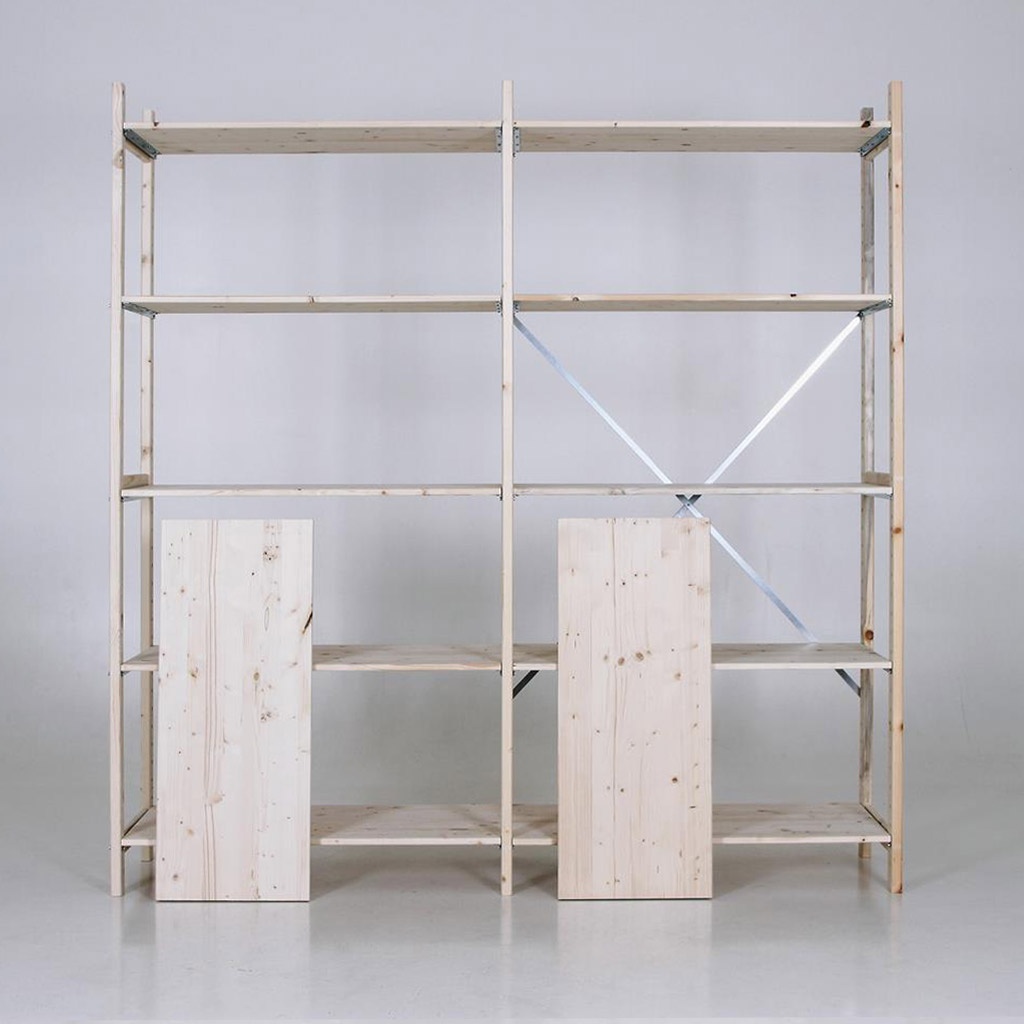 Houten legbordstelling bt euro 2100x1170x400 beginsectie