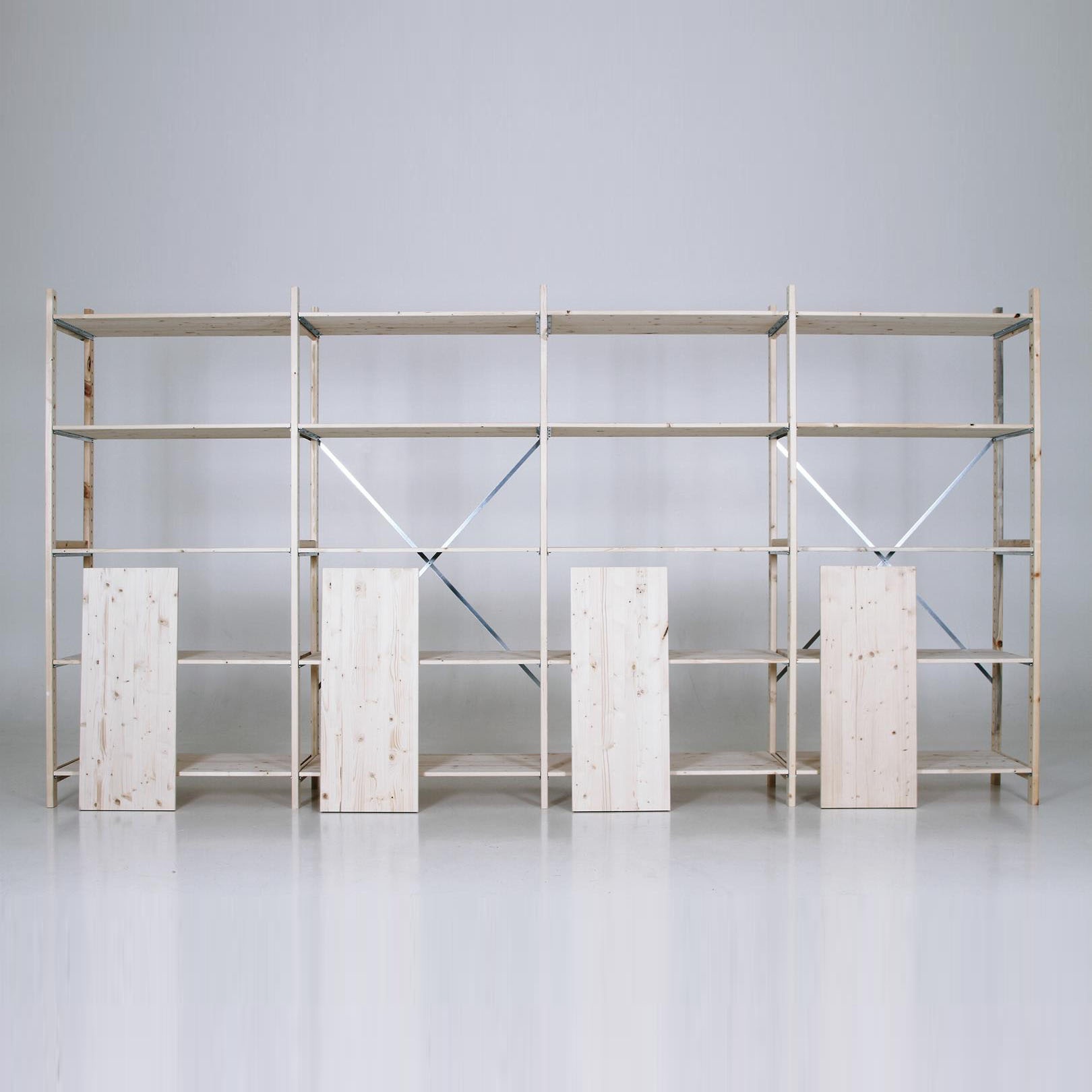 Houten legbordstelling bt euro 2100x1170x400 beginsectie