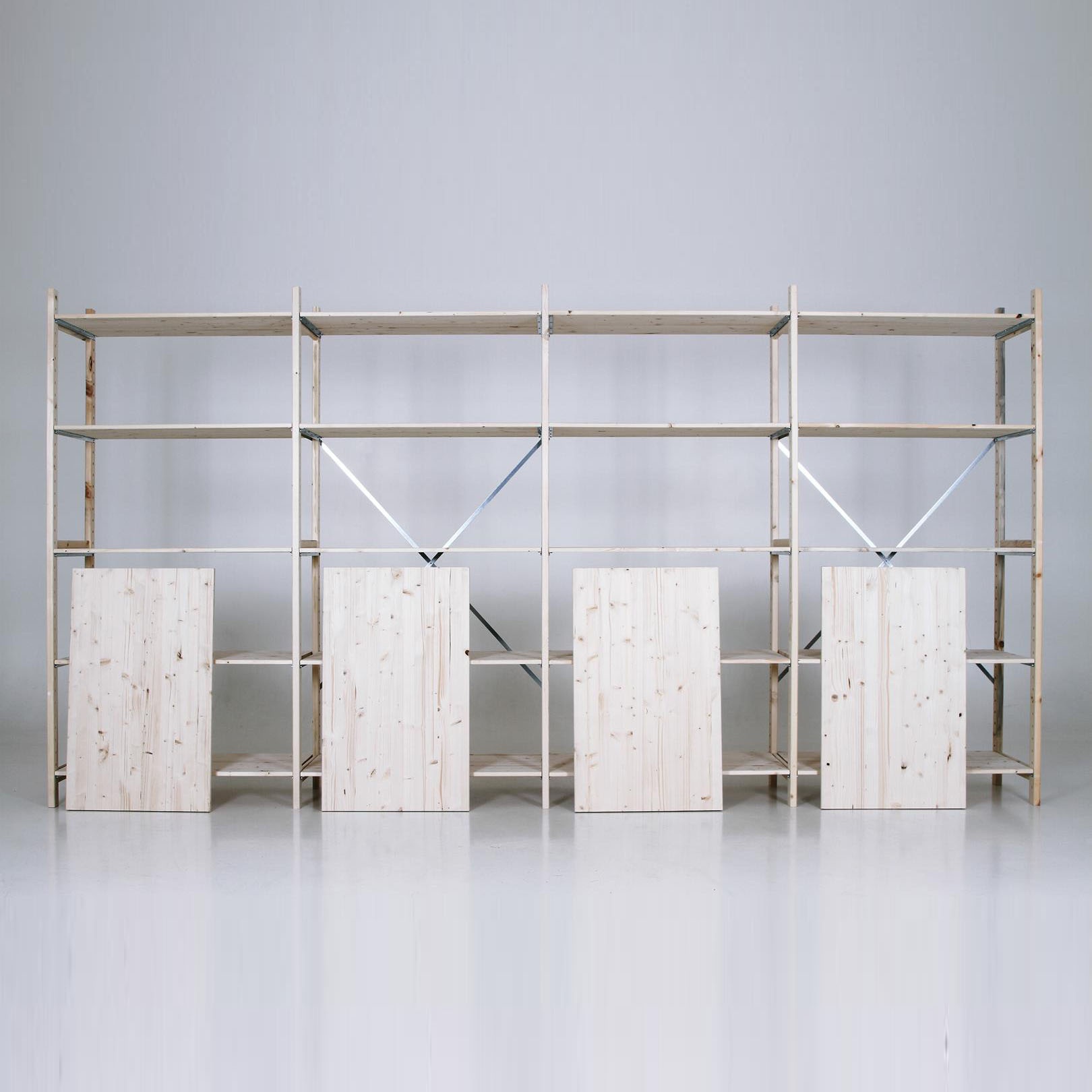 Houten legbordstelling bt euro 2100x1170x600 beginsectie
