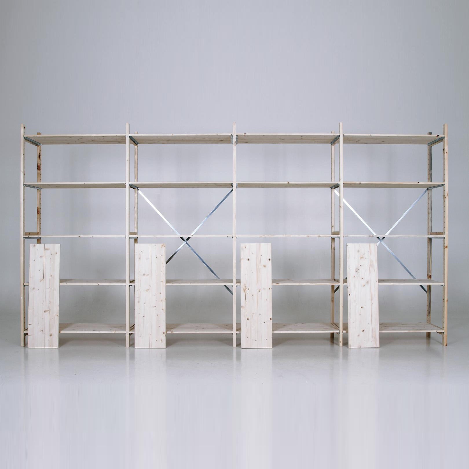 Houten legbordstelling bt euro 2100x770x300 beginsectie