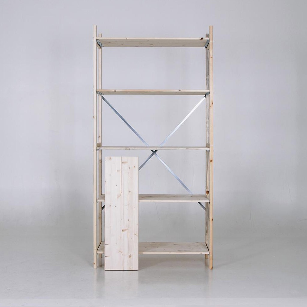Houten legbordstelling bt euro 2100x970x300 aanbouwsectie