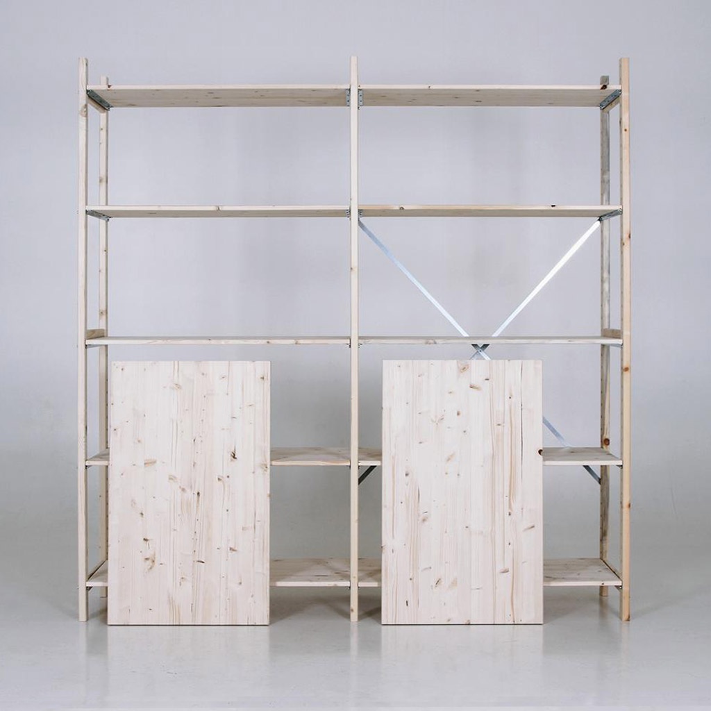 Houten legbordstelling bt euro 2100x970x600 aanbouwsectie 