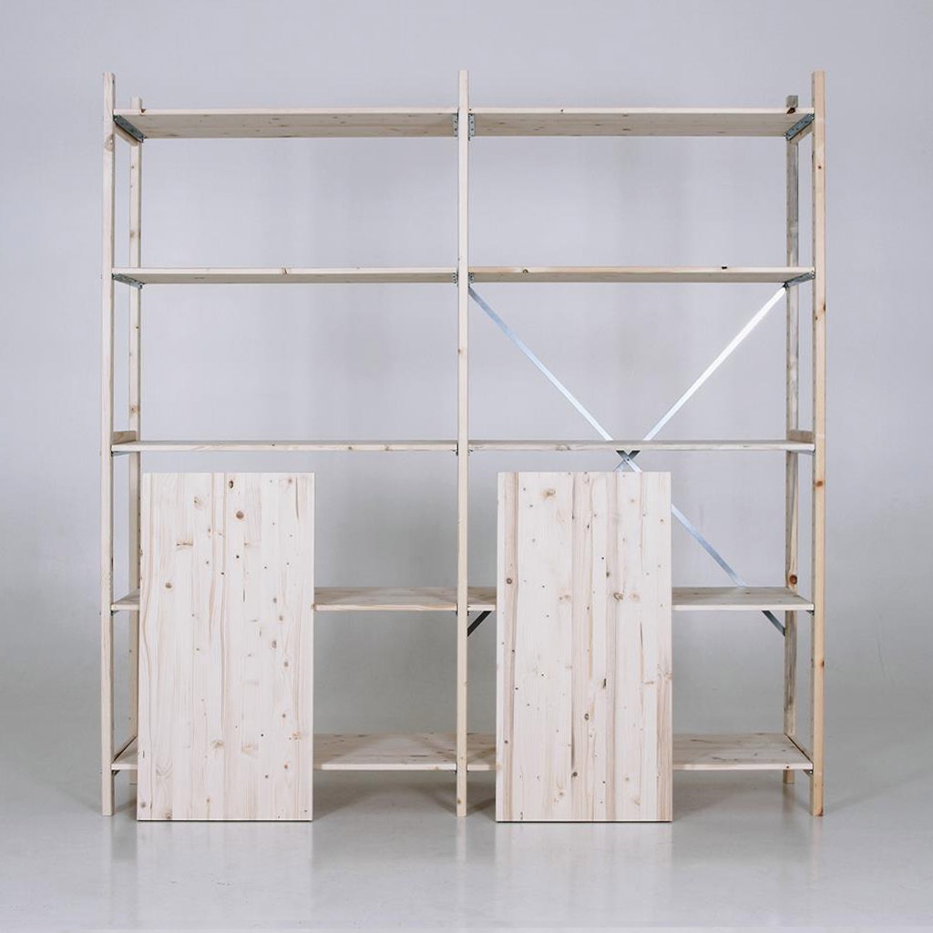 Houten legbordstelling bt euro 2400x970x500 aanbouwsectie