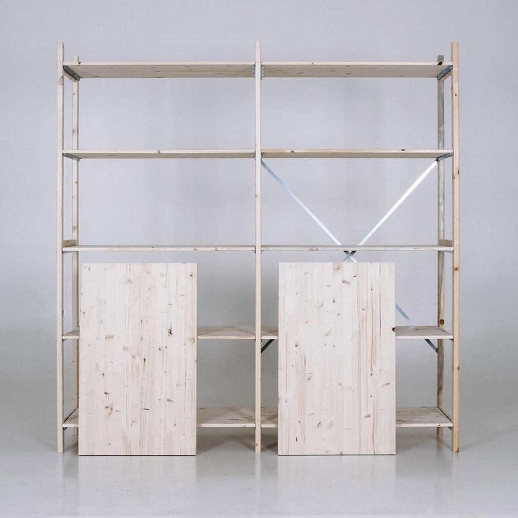 Houten legbordstelling bt euro 2400x970x600 aanbouwsectie