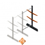 Lichte draagarmstelling dubbelzijdig 2000x1000x500 2 niveaus aanbouwsectie