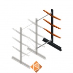 Lichte draagarmstelling dubbelzijdig 2000x1000x500 3 niveaus aanbouwsectie