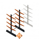 Lichte draagarmstelling dubbelzijdig 2000x1000x500 4 niveaus beginsectie