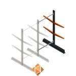 Lichte draagarmstelling dubbelzijdig 2000x1000x600 2 niveaus aanbouwsectie