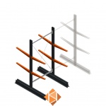 Lichte draagarmstelling dubbelzijdig 2000x1000x600 2 niveaus beginsectie