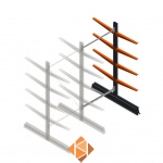 Lichte draagarmstelling dubbelzijdig 2000x1000x600 4 niveaus aanbouwsectie