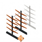 Lichte draagarmstelling dubbelzijdig 2000x1000x600 4 niveaus beginsectie