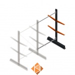 Lichte draagarmstelling dubbelzijdig 2000x1250x500 2 niveaus aanbouwsectie