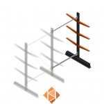 Lichte draagarmstelling dubbelzijdig 2000x1250x500 3 niveaus aanbouwsectie