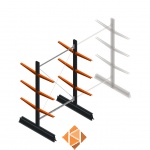 Lichte draagarmstelling dubbelzijdig 2000x1250x500 3 niveaus beginsectie