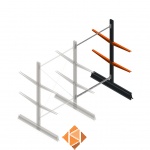 Lichte draagarmstelling dubbelzijdig 2000x1250x600 2 niveaus aanbouwsectie