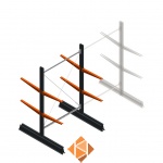 Lichte draagarmstelling dubbelzijdig 2000x1250x600 2 niveaus beginsectie