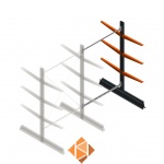 Lichte draagarmstelling dubbelzijdig 2000x1250x600 3 niveaus aanbouwsectie