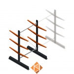 Lichte draagarmstelling dubbelzijdig 2000x1250x600 3 niveaus beginsectie