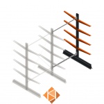 Lichte draagarmstelling dubbelzijdig 2000x1250x600 4 niveaus aanbouwsectie