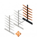 Lichte draagarmstelling dubbelzijdig 2000x1250x600 5 niveaus aanbouwsectie