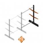 Lichte draagarmstelling dubbelzijdig 2000x1500x500 2 niveaus aanbouwsectie