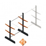 Lichte draagarmstelling dubbelzijdig 2000x1500x500 2 niveaus beginsectie