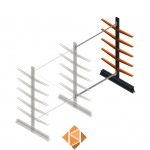 Lichte draagarmstelling dubbelzijdig 2000x1500x500 5 niveaus aanbouwsectie