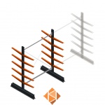 Lichte draagarmstelling dubbelzijdig 2000x1500x500 5 niveaus beginsectie