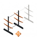 Lichte draagarmstelling dubbelzijdig 2000x1500x600 2 niveaus beginsectie