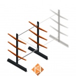 Lichte draagarmstelling dubbelzijdig 2000x1500x600 3 niveaus beginsectie