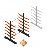 Lichte draagarmstelling dubbelzijdig 2000x1500x600 5 niveaus beginsectie